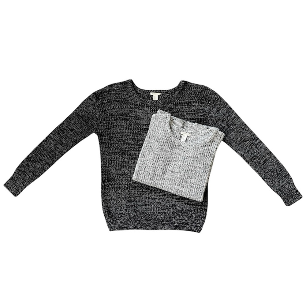 2x 100% Cotton Ribbed Knit Fisherman Sweater | Black/White, Cream/Black | F21 - Picture 15 of 16